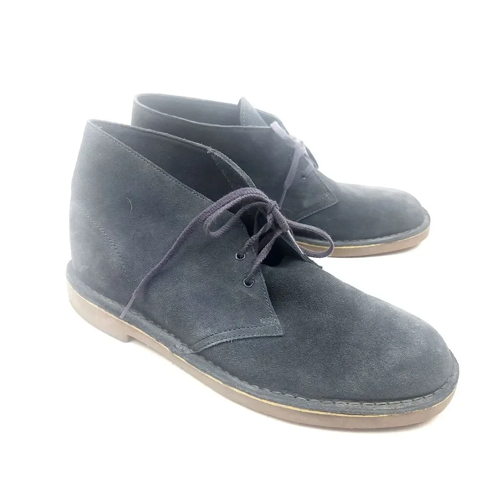 Clarks Men's Size 11 M Blue Gray Suede Desert Boots Lace-Up Chukka Ankle Shoes